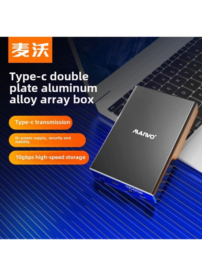 Maiwo Mobile Hard Disk Box 2.5-inch Double-disk Raid Array Box TypeC3.1 Solid State External Box K25272C-Color:K25682 2.5inch Double Disc Array Box - Image 2